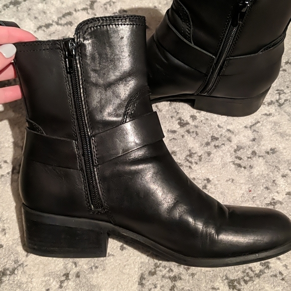 Black Leather Moto Booties - Picture 4 of 8
